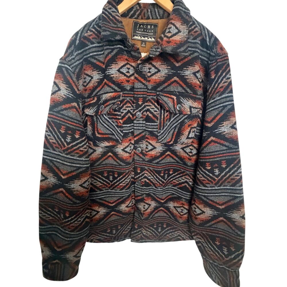 JACHS New York Black Rust Faux Fur Lined Shacket Shirt Jacket Men's XL
